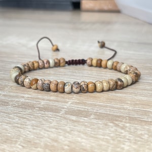 Men&#39;s Bracelet - Picasso Jasper Bracelet - 6mm Matte Gemstone Bracelet -Bracelet for Stress and Anxiety Relief-Positive Energy Gift Bracelet