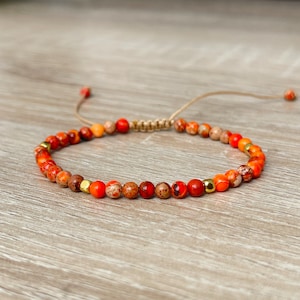 Delicate Stone Bracelet - Orange Jasper Bracelet - Natural Stone Meditation Bracelet - Yoga Meditation Bracelet - Stress Relief Bracelet