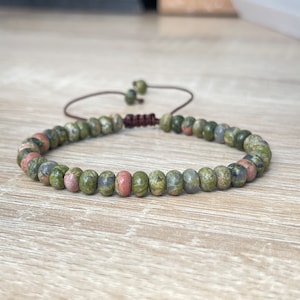 Natural Stone Bracelet - Vintage Gemstone Bracelet - Crystal Healing Bracelet - Simple Jewelry - Adjustable Beaded Bracelet - Yoga Gift