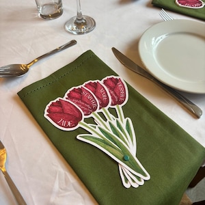 Canva-huwelijksmenu bewerkbaar / Red Tulip-menukaart / Direct downloaden