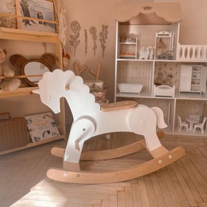 Wooden Gift For Baby, Personalized Name Rocking Horse - Child Gift, Nursery Decor, Baby Boy Shower, Baby Horse - Unique Kids Gift