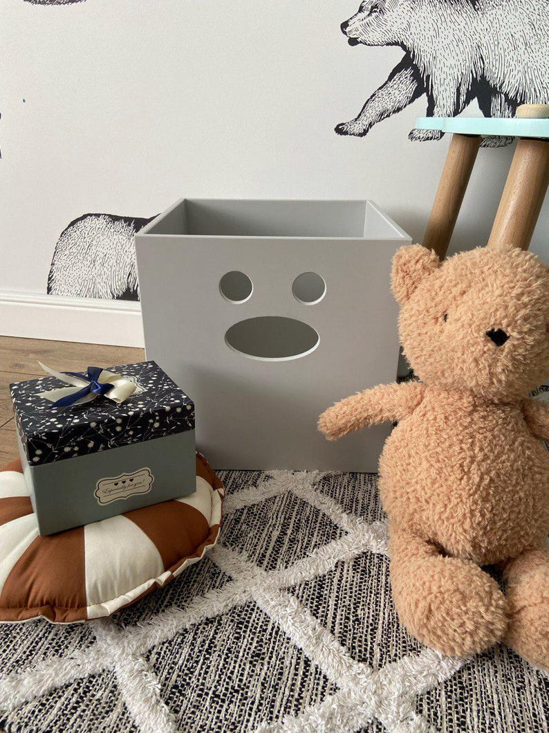 Wooden Toy Storage Box for Kids, Montessori Treasure Toy Organizer ...