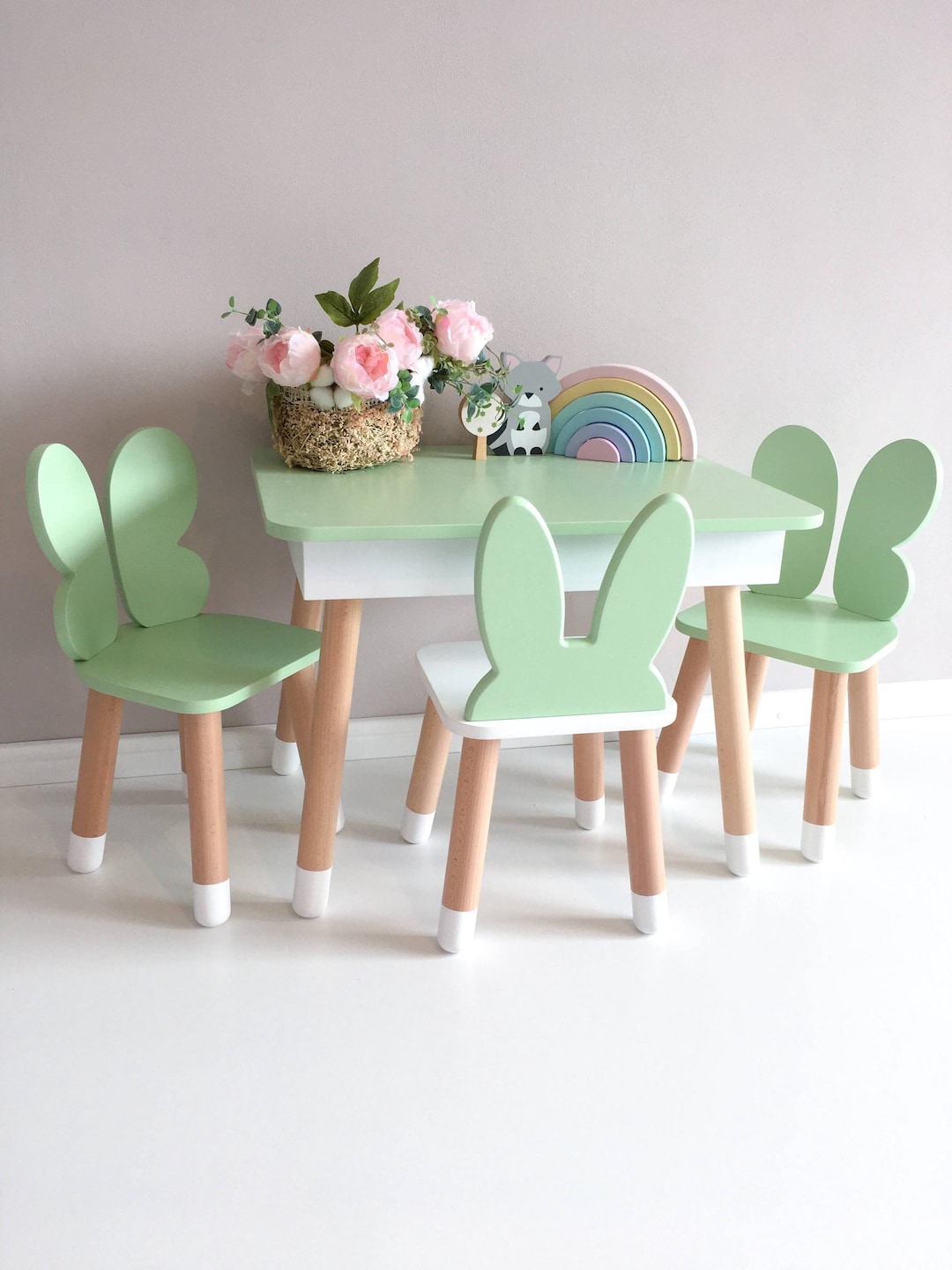 Modern Kid 3 Chairs & Table Set - Kids Room Decor, 1-7 Year Old Gift ...