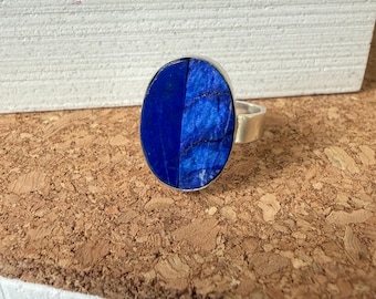 Handmade Lapis Lazuli Ring, Sterling Silver 925, Afghan Gemstone Jewelry