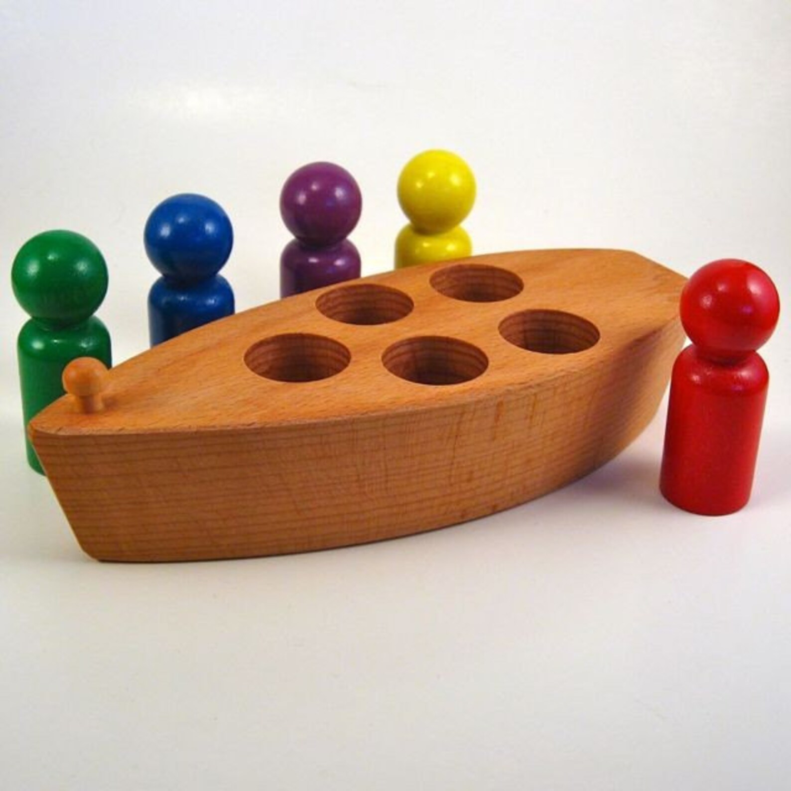 Wooden Toy Boat With Wooden Toy Rainbow Peg People Etsy