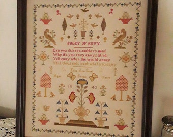 Eliza Ann Savel 1843 PDF Cross Stitch Chart, Reproduction Sampler