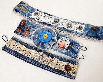 Upcycled Denim Bracelet, Jean Wristlet