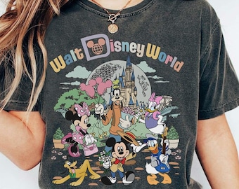 Retro Walt Disney World Shirt, Four Parks Park Hopper T-Shirt, Vintage Disney Familienausflug 2026, klassisches Charakter Urlaubstop, magisches Königreich