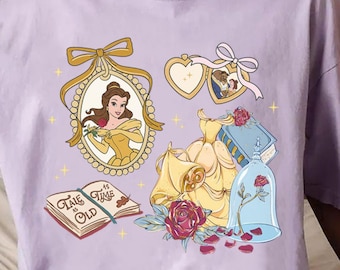 Camiseta de La Bella y la Bestia, sudadera con vestido de Bella y Rosa Encantada, camiseta vintage de la Princesa Bella, camisetas de regalo para viajes familiares de Disney