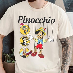 Comfort Color Disney Pinocchio Movie Shirt, Retro Pinocchio Characters Shirts, Magic Kingdom Shirt, Disneyland Family Trip Birthday Gift Tee