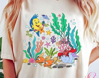 Disney Flunder Sebastian Shirt, Unter dem Meer T-Shirt, Disneyland Reise Outfit, kleine Meerjungfrau Geschenk, Ocean Band Grafik, Sommerferien Shirts