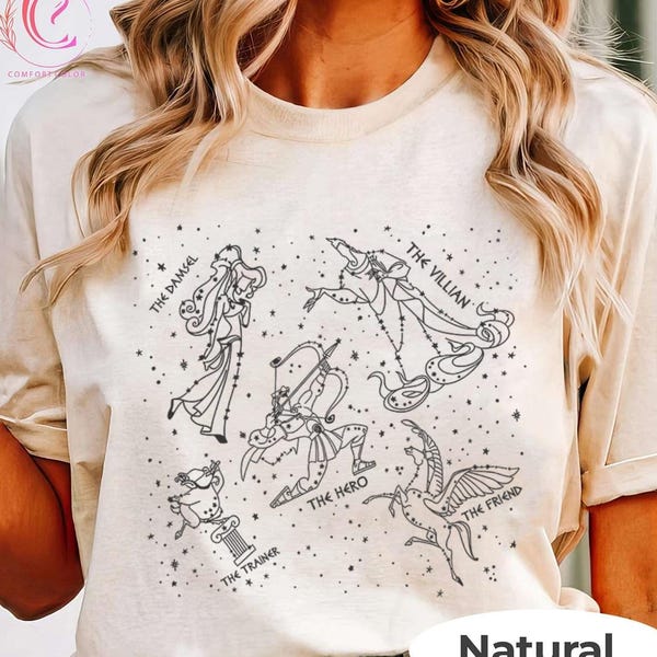 Shirt Hercules Constellations, de held de schurk de jonkvrouw sweatshirt, Griekse mythologie sterrenbeeld T-shirt, hemelse sterrenkaart astronomie cadeau