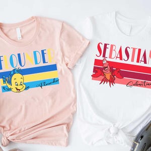 Disney Flounder And Sebastian T-shirt, The Little Mermaid Shirts, Disneyland Family Trip, Disney Vaction Shirt, Birthday Gift Tee