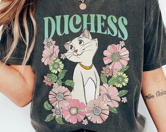 Retro The Aristocats Duchess Floral Shirt, Disey Cat Lover T-shirt, Marie Thomas O'Malley Berlioz Toulouse Tee, Birthday Gift Shirts
