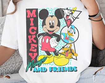 Retro Disney 90&#39;s Mickey & Friends Shirt, Mickey Mouse, Donald Duck, Pluto, Goofy T-shirt, Mickey And Friends Group Tee, Disney Family Trip