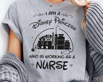 Camiseta de princesa enfermera de Disney, camiseta de princesa que trabaja como enfermera, camiseta de viaje familiar a Disneyland, camiseta de Walt Disney World, camiseta de regalo de cumpleaños