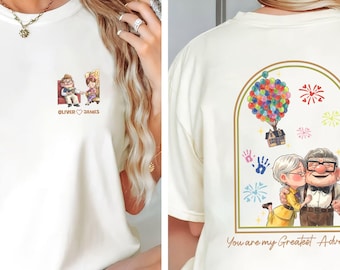 Custom Carl And Ellie Shirt, 2 Sided Up Couple Tee, Disney Honeymoon Outfit, Greatest Adventure Theme Park Top, Anniversary Matching Set