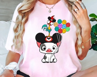 Disney Moana Retro 90S T-shirt, Pua And Hei Hei With Mickey Balloon Shirts, Disneyland Family Trip, Magic Kingdom Shirt, Birthday Gift Tee