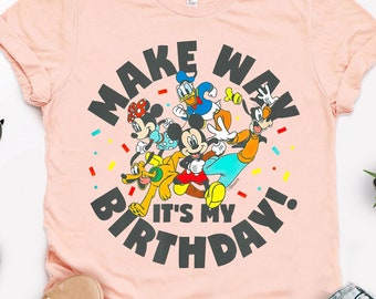 ディズニー メイクウェイ イッツ マイ バースデー シャツ、ミッキーと仲間たちの T シャツ、ミッキーとミニーの T シャツ、誕生日プレゼント シャツ、ディズニーランド ファミリー旅行