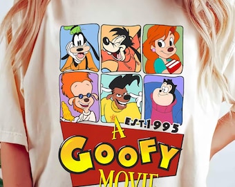 Retro A Goofy Movie Est 1995 Characters Group Shot T-shirt, Max Roxanne Powerline Shirts, Disneyland Family Trip Shirt, Magic Kingdom Shirt