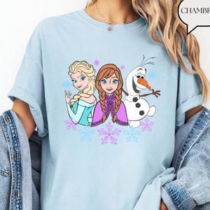 Disney Frozen Group Elsa Anna Olaf T-shirt, Disney Princess Elsa Anna Shirts, Comfort Color Shirt, Disneyland Family Trip, Birthday Gift Tee