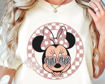 Checkered Mama Mouse Tee, Retro Minnie Mouse Shirt, Disney Mother's Day Gift, Pink Checkered Disney Mom, Matching Family Trip Outfit