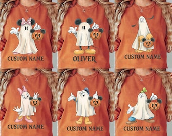 Custom Mickey Ghost Shirt, Personalized Disney Halloween Tee, Disneyland Trip Sweatshirt, Family Disney Vacation, Matching Trick Or Treat