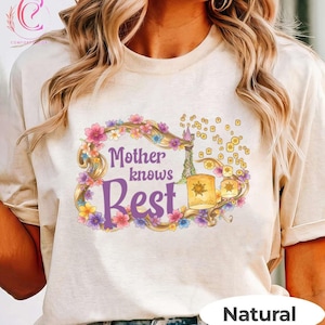 Mamma vet bäst-tröja, Trassel-skurk-tröja, Rapunzel-hårtopp med blommig krans, Magic Kingdom Bound, mörk sagografik, rolig mammapresent