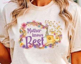 Mother Knows Best Shirt, Tangled Villain Tee, Rapunzel Hair Floral Wreath Top, Magic Kingdom Bound, Dark Fairytale Graphic, Funny Mom Gift