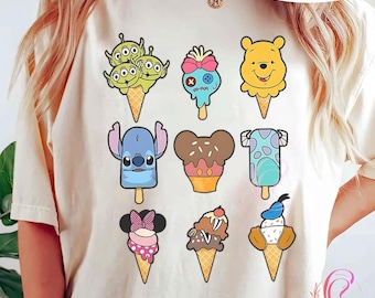 Disney Ice Cream Pooh Stitch Mickey Shirt, Disney Snack Shirts, Disney Food Lover Shirt, Disneyland Family Trip Shirt, Birthday Gift Tee