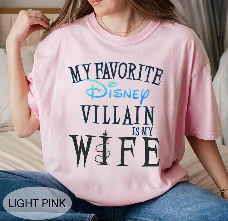 Chemise Mon méchant Disney préféré est ma femme, t-shirt mari drôle, tenue de vacances pour couples sarcastiques, chemise pour homme parc à thème, vêtements d'Halloween image 5
