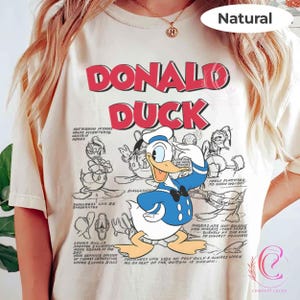 ヴィンテージディズニードナルドダックアートシャツ、レトロなドナルドシャツ、ディズニーワールドマジックキングダムシャツ、ディズニーランドファミリー旅行シャツ、誕生日ギフトTシャツ