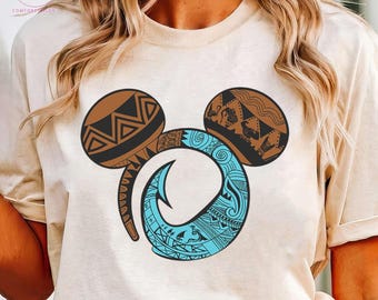 Maui Fishhook Tribal Maus Shirt, Moana Polynesian Urlaubs Outfit, Aulani Resort Reise T-Shirt, Disney Cruise Herrenbekleidung, Familien Freizeitpark