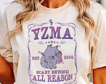 Chemise chat Yzma, sweat-shirt effrayant, étiquette vintage Est 2000, t-shirt Emperors New Groove Villain, tenue cadeau drôle de chaton violet