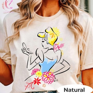 Disney Cinderella Floral Sketch Shirt, Disney Princess Cinderella Shirts, Magic Kingdom Shirt, Disneyland Family Trip Shirt, Birthday Gift