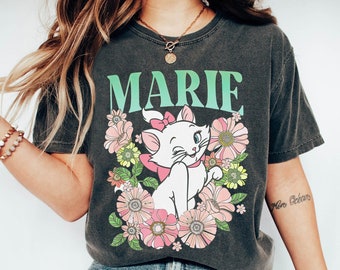 Retro The Aristocats Marie Floral Shirt, Duchess Thomas O'Malley Berlioz Toulouse T-shirt, Disney Cat Lover Tee, Birthday Gift, Family Trip