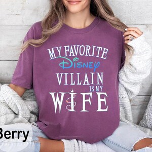 Chemise Mon méchant Disney préféré est ma femme, t-shirt mari drôle, tenue de vacances pour couples sarcastiques, chemise pour homme parc à thème, vêtements d'Halloween image 9