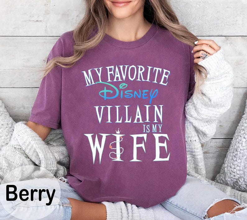 Chemise Mon méchant Disney préféré est ma femme, t-shirt mari drôle, tenue de vacances pour couples sarcastiques, chemise pour homme parc à thème, vêtements d'Halloween image 9