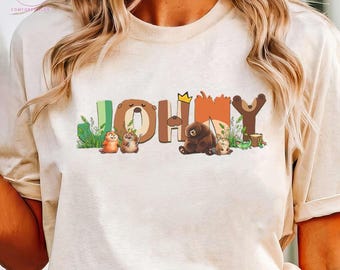 Benutzerdefinierte Name Tier T-Shirt, personalisierte Kinder Zoo Trip Shirt, Name Geburtstagsgeschenk, süße Wildtier Alphabet T-Shirt, Safari Abenteuer Kleinkind Top