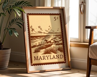Assateague Wall Art, Sepia Wild Horse Poster, Maryland Coastal Digital Download