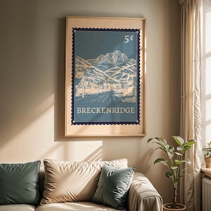Ski Resort Wall Art, Vintage Breckenridge Print for Ski Lodge Decor