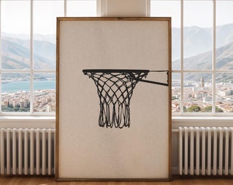 Basketball Wall Art | Minimalist Hoop Print | Modern Sports Decor | Digital Download
