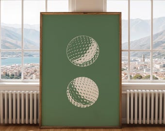 Modern Golf Blueprint Art: Green & White Print (Digital Download)