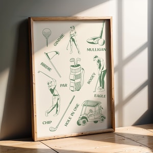 Golf Wall Art - Classic Golfer Terms Minimalist Print | Digital Download for Man Cave, Office, Game Room Decor
