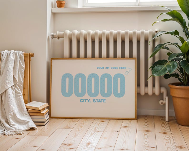 Aangepaste postcodeposter gepersonaliseerde stadsmuurkunst (digitale download) afbeelding 1