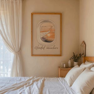 Quadro da parete a tema aereo, poster di viaggio minimalista con design ad acquerello.