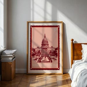 Washington DC Stempel Digital Druck Vintage Reise Poster Hauptstadt Gebäude Kunst Stadt Wand Dekor Printable Home Decor