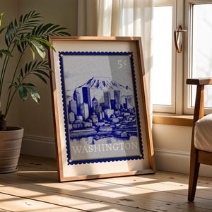 Vintage Mount Rainier Travel Poster: Seattle Home Decor (Digital Print)