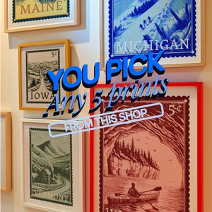 Custom Set of 5 Printable Gallery Wall Art Prints | Choose Any 5 Mix and Match Digital Download for Home Decor, USA Travel, Vintage,