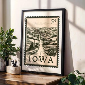 Iowa Wandkunst | Vintage Iowa Reise-Druck, Retro-State-Poster, druckbare Dekoration, Bauernhaus-Landschaft digitaler Download